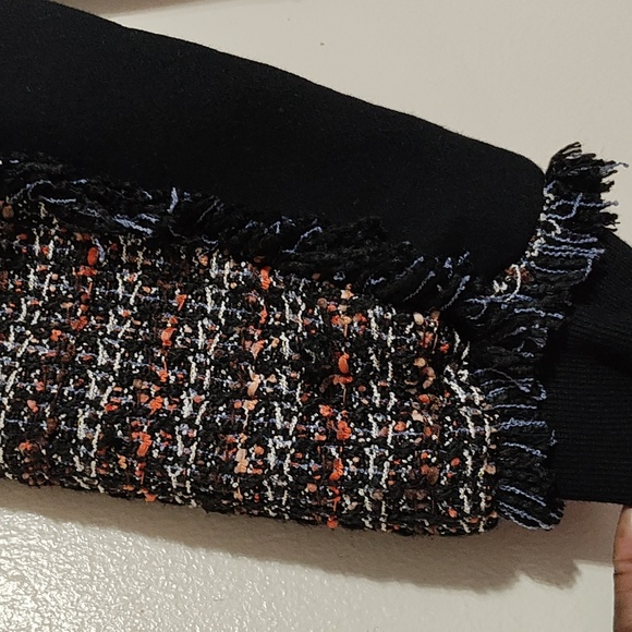 Skies Are Blue /Anthropologie Sweater Boucle Fringe Accent Black - Picture 4 of 12